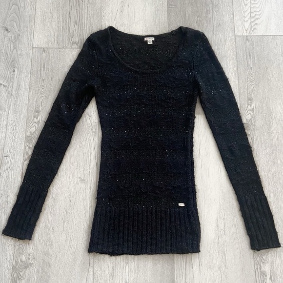 GUESS | Black scoop neck sweater with a touch of sequins - Picture 2 of 5